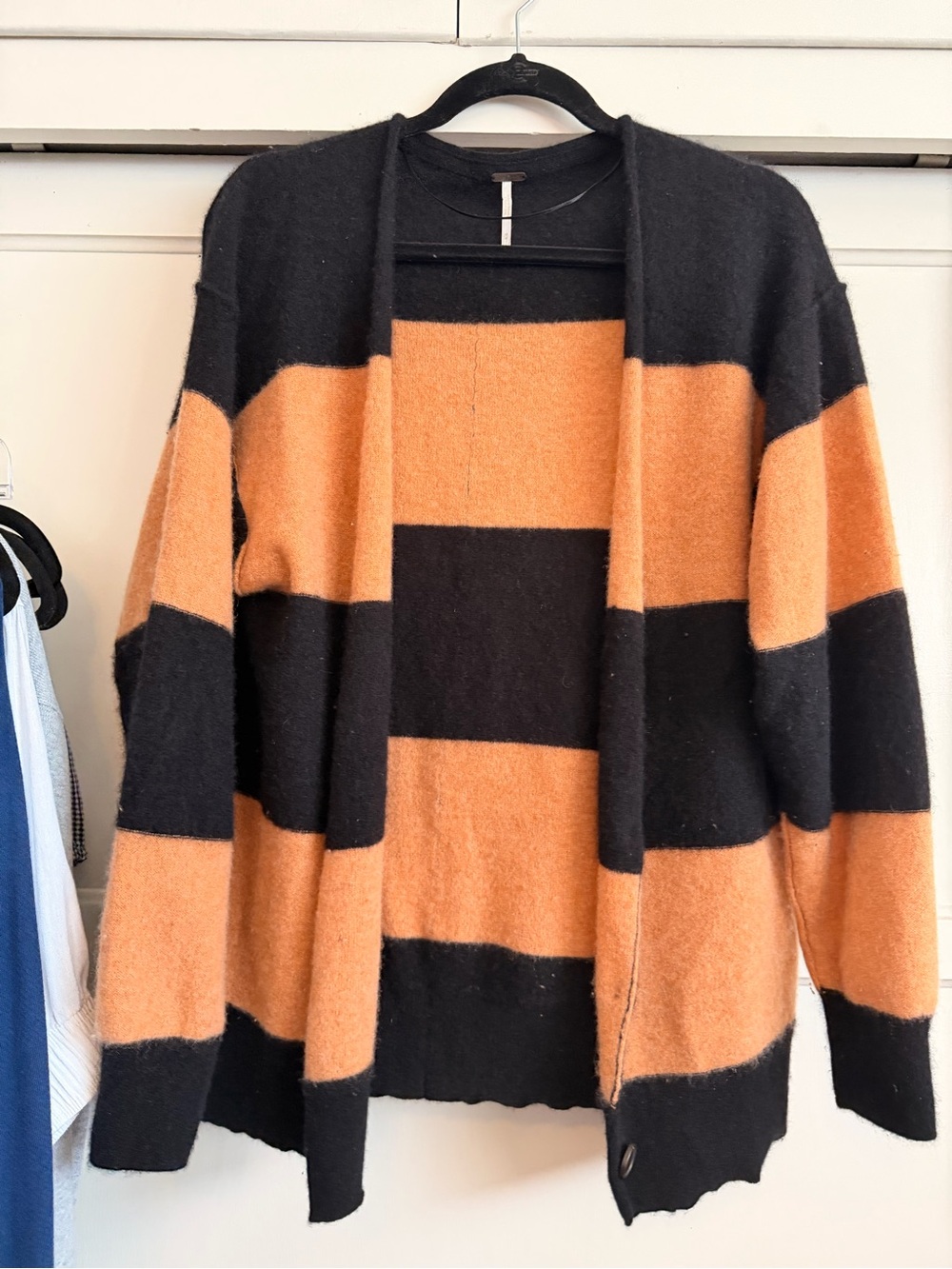 Free People Black & Camel Cashmere School Boy Preppy Academia Button Up Cardigan